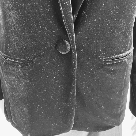 Tahari soft and shiny velvet blazer jacket single button closure pockets US M - Picture 7 of 16